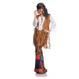 Underwraps Peace Out 60s Hippie Fringe Vest Womens Adult Halloween Costume XL